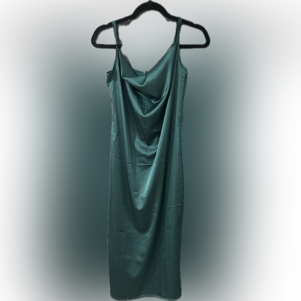 Green silky dress
